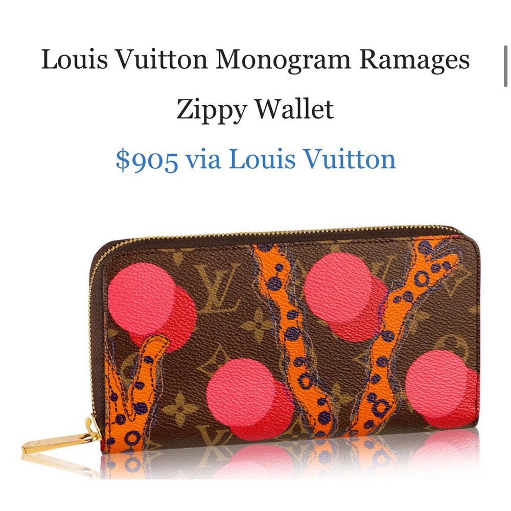 Louis Vuitton Monogram Ramages Zippy Wallet with Red and Orange Design